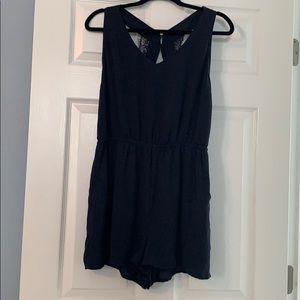 Navy Romper with lace detail